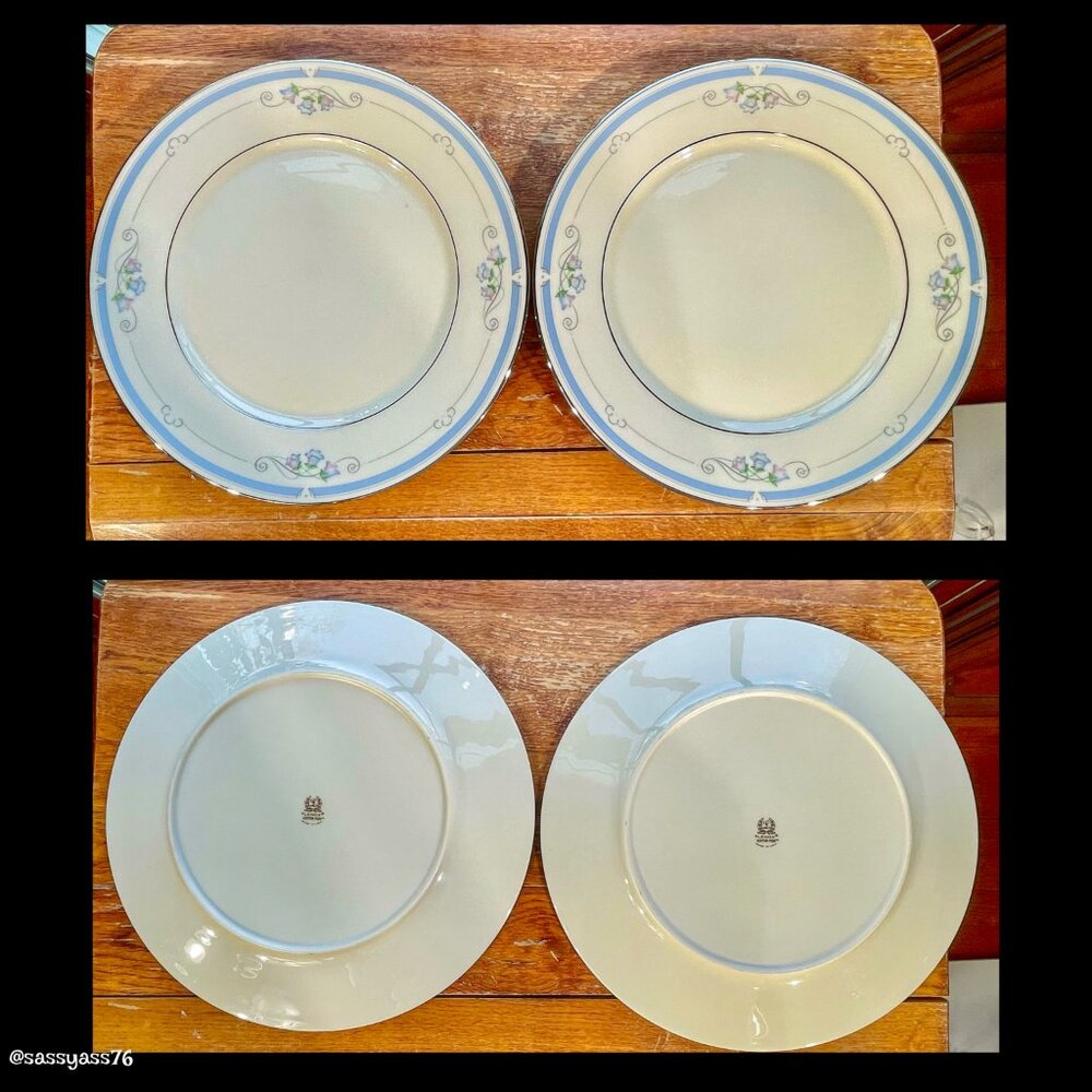 ▪️VTG▪️LENOX▪️3 Piece ASHTON PARK Pink Blue Floral Platinum Fine China Plates - Picture 4 of 5